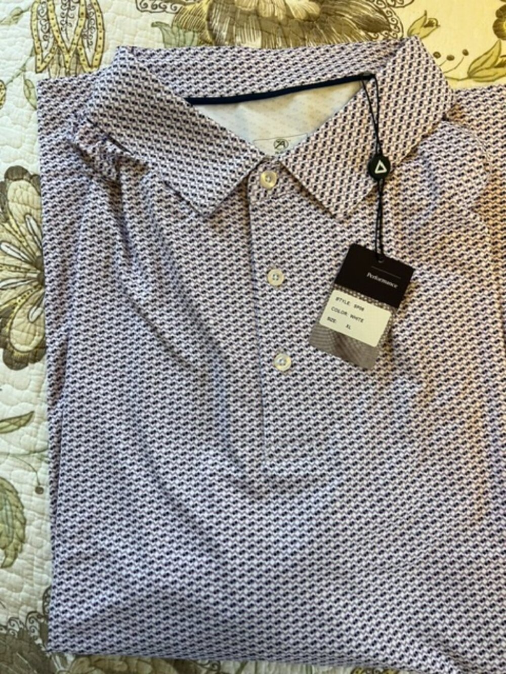 Men's Ahead Performance White & Plum Polo, Size XL